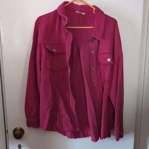 Women's Fuchsia Corduroy Utility Jacket